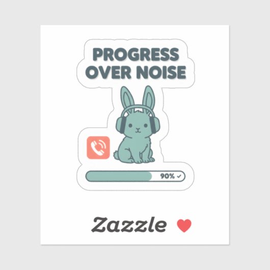 Progress Over Noise Sticker – Motivational Bunny シール (シート)