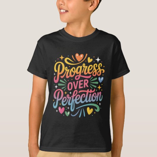 Progress Over Perfection Back To School Teachers E Tシャツ (正面)