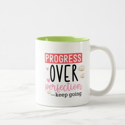 Progress Over Perfection Coffee Mug ツートーンマグカップ (右)