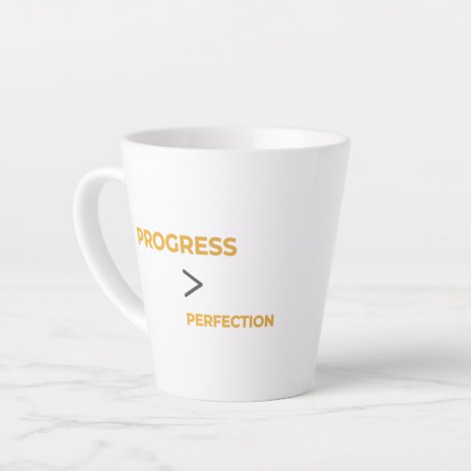 Progress Over Perfection Minimal Motivational  カフェラテマグ (左アングル)