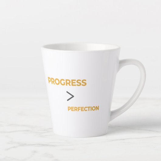Progress Over Perfection Minimal Motivational カフェラテマグ (右)