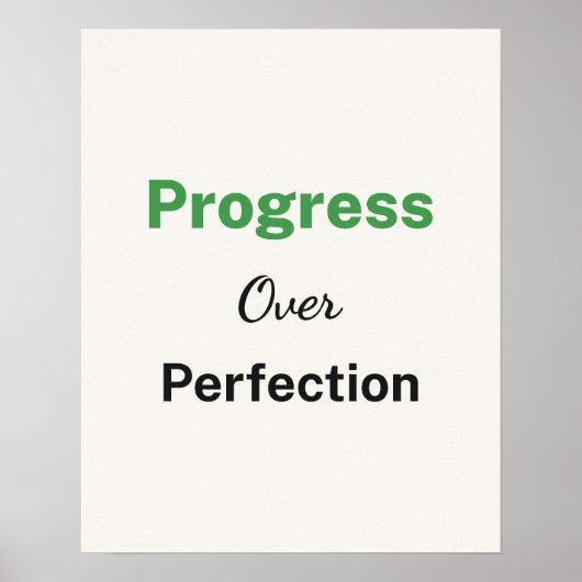 Progress Over Perfection Minimalist Typography ポスター (正面)