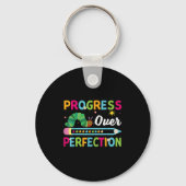 Progress Over Perfection Motivational Quote Studen キーホルダー (正面)