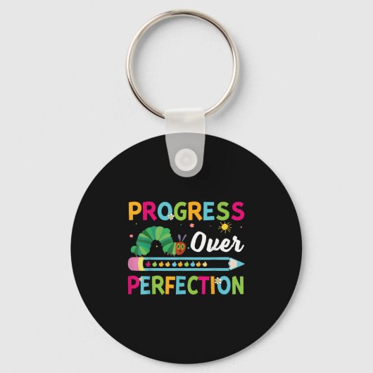 Progress Over Perfection Motivational Quote Studen キーホルダー (正面)