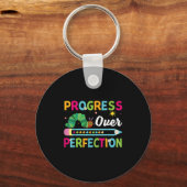 Progress Over Perfection Motivational Quote Studen キーホルダー (正面)