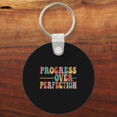 Progress Over Perfection Motivational Teacher For  キーホルダー (正面)