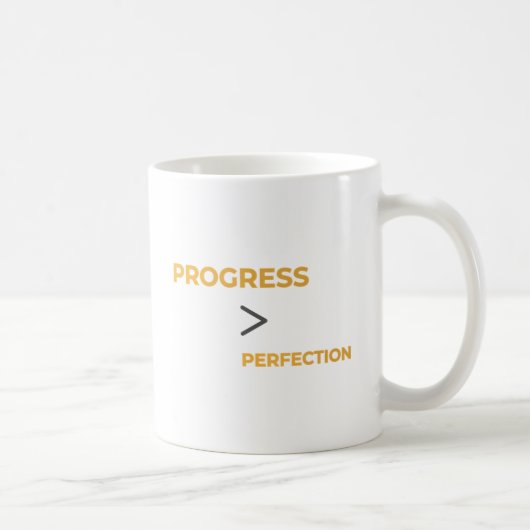 Progress Over Perfection Motivational Typography  コーヒーマグカップ (右)