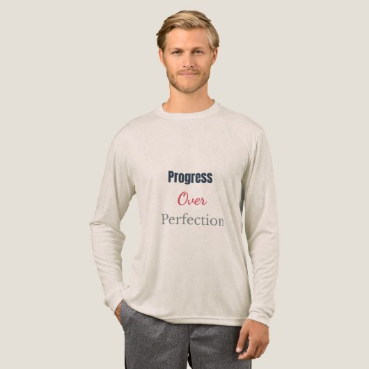 Progress Over Perfection – Motivational Typography トライブレンドＴシャツ (正面全体)