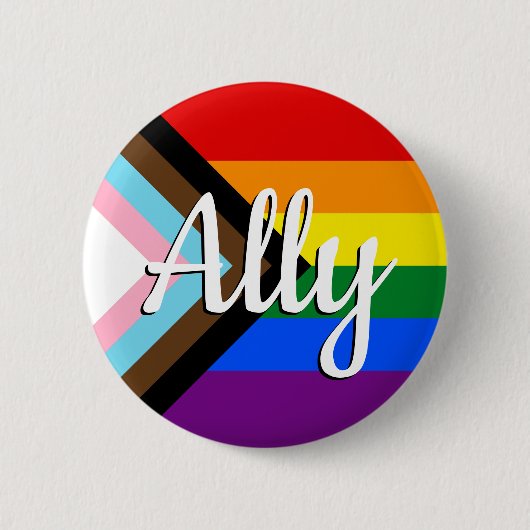 Progress Pride Flag Ally Button 缶バッジ (正面)