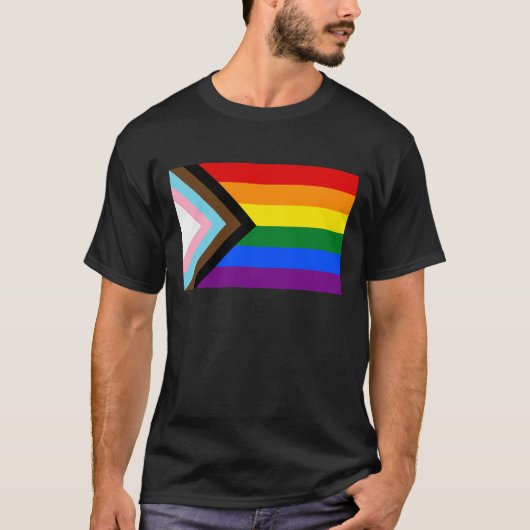 Progress Pride Flag LGBTQ+ Tシャツ (正面)