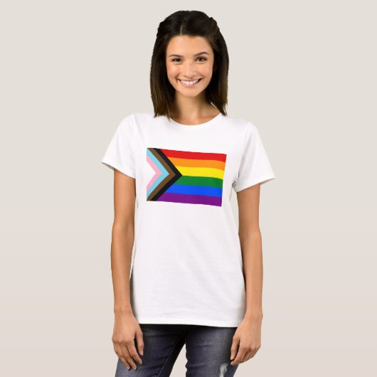 Progress Pride Flag LGBTQ+ Tシャツ (正面フル)