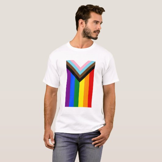 Progress Pride Flag LGBTQ+ Tシャツ (正面フル)
