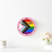 Progress Rainbowフラグファッション、プライド/ LGBTQ ラウンド壁時計 (ホーム)