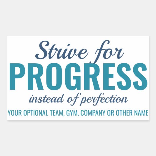 PROGRESS vs PERFECT (またはYOUR text)スタンプ 長方形シール (正面)