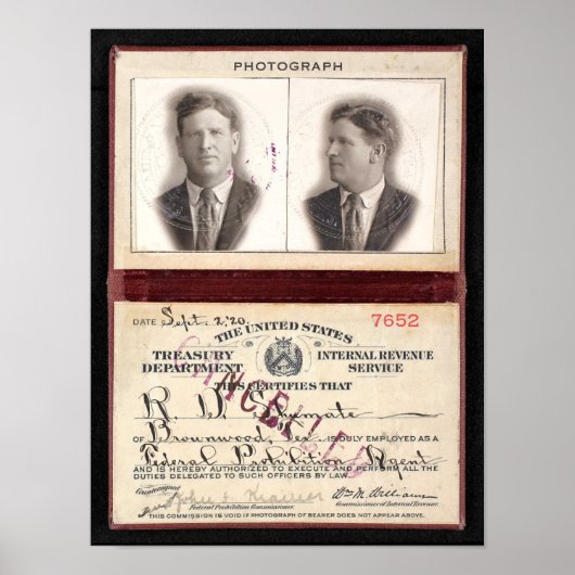 PROHIBITION AGENT SHUMATE 1920 ポスター (正面)