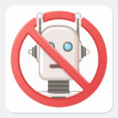 Prohibition sign of using artificial intelligence スクエアシール (正面)