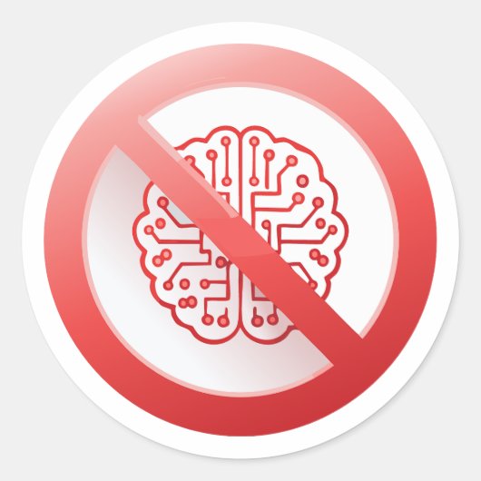Prohibition sign of using artificial intelligence ラウンドシール (正面)