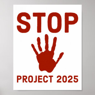 Project ストップ 2025ホラーデザインと手印刷法 ポスター
