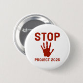 Project ストップ 2025ホラーデザインと手印刷法 缶バッジ (正面&裏面)