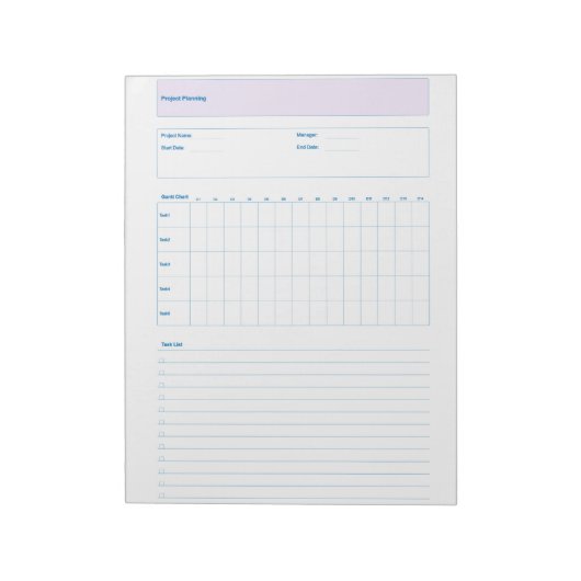 Project Planning Template, Printable Planner Sheet ノートパッド (回転)
