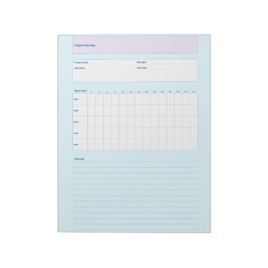 Project Planning Template, Printable Planner Sheet ノートパッド (回転)