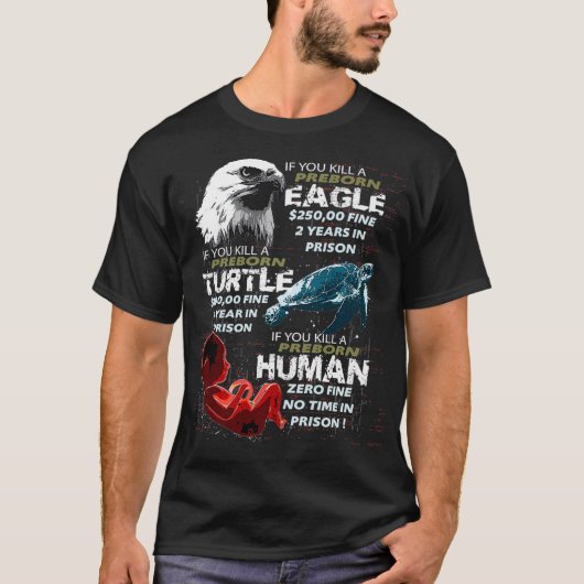 ProLife中絶反対Tイーグルタートルヒューマン女性 Tシャツ (正面)