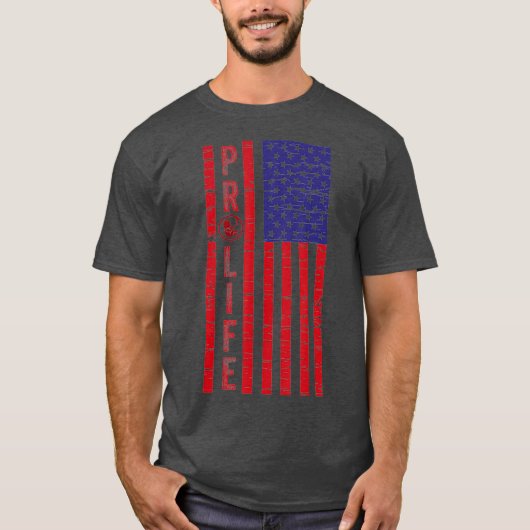 ProLife Save Unborn Babies Lives American Flag Tシャツ (正面)