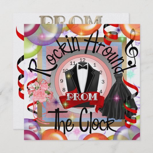 PROMロックインのまわりにザ・クロック・パーティー- SRF 招待状 (正面/裏面)