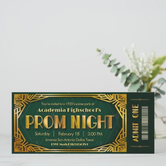 Prom Night - Gatsby Invitation Ticket Invitation 招待状 (スタンド正面)