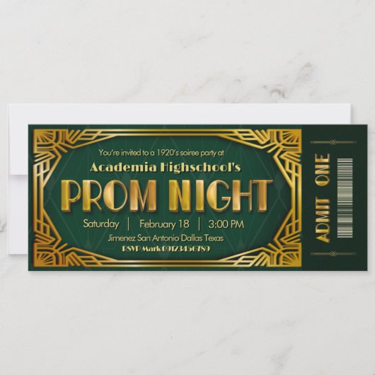 Prom Night - Gatsby Invitation Ticket Invitation 招待状 (正面)