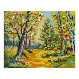 Promenade en sous bois d'automne. ポスター