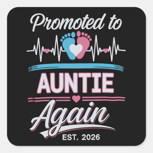 Promoted To Auntie Again Est 2026 Pregnancy Reveal スクエアシール (正面)