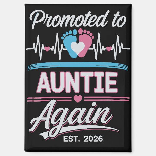 Promoted To Auntie Again Est 2026 Pregnancy Reveal マグネット (正面)