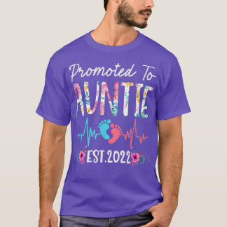 Promoted To Auntie Est 2022 Funny Floral Mothers D Tシャツ