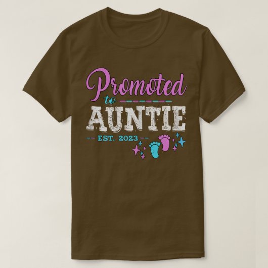 Promoted To Auntie Est 2023  Pregnancy Reveal Girl Tシャツ (デザイン正面)