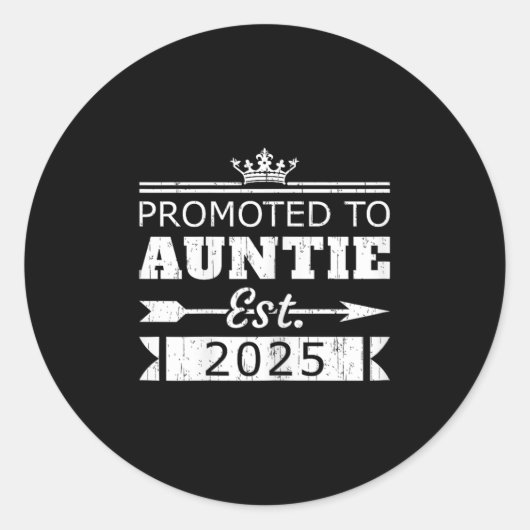 Promoted To Auntie Est 2025 Funny New Aunt Reveal  ラウンドシール (正面)