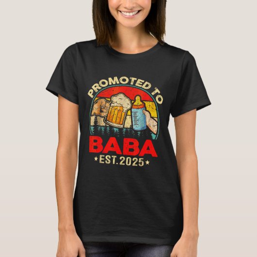Promoted To Baba Est 2025 Vintage Tシャツ (正面)