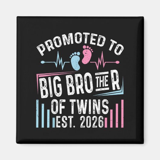Promoted To Big Brother Of Twins Est 2026 Baby Sho マグネット (正面)