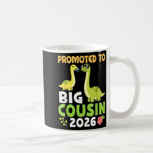 Promoted To Big Cousin 2026 Cute Dinosaur Family T コーヒーマグカップ (右)