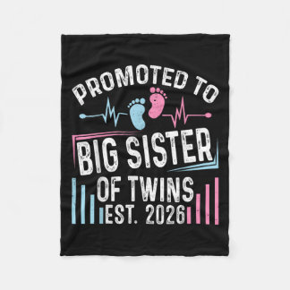 Promoted To Big Sister Of Twins Est 2026 Baby Show フリースブランケット