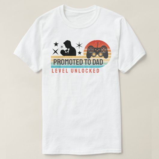 Promoted to Dad – Level Unlocked Tシャツ (デザイン正面)