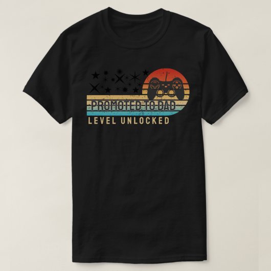 Promoted to Dad – Level Unlocked Tシャツ (デザイン正面)