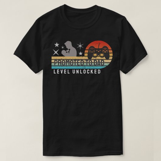 Promoted to Dad – Level Unlocked Tシャツ (デザイン正面)