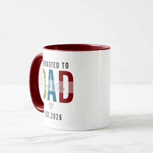 Promoted to Dad | Personalized First Father’s Day マグカップ (正面左)