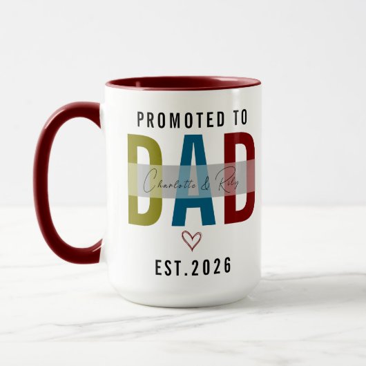Promoted to Dad Personalized Photo | First Father マグカップ (左)