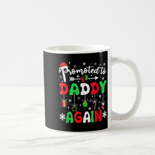 Promoted To Daddy Again Christmas Pregnancy Announ コーヒーマグカップ (右)