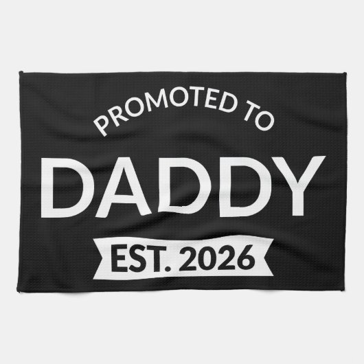 Promoted To Daddy Est. 2026 II キッチンタオル (横)
