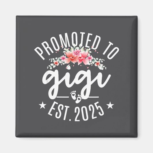 Promoted To Gigi 2025 Flower First Time New Grandm マグネット (正面)