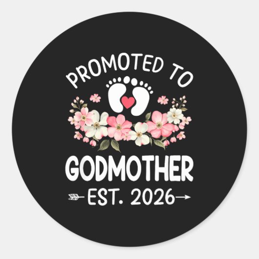 Promoted To Godmother 2026 First Time Floral New G ラウンドシール (正面)