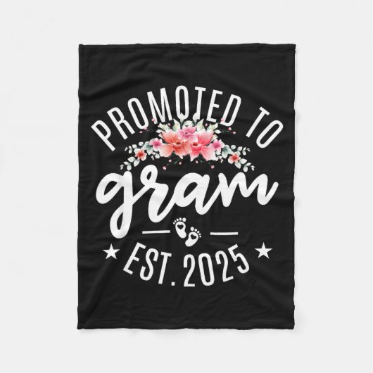 Promoted To Gram 2025 Flower First Time New Grandm フリースブランケット (正面)